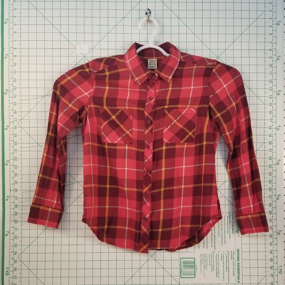 Faded Glory Plaid Pattern Button Down